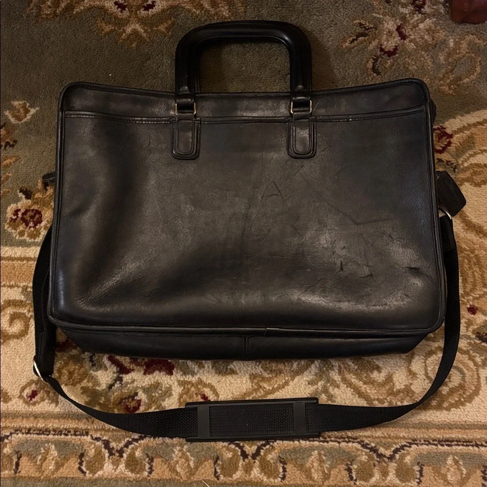 Vintage Coach Briefcase Portfolio Laptop Bag Black Leather 1023-327